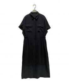 SOEJU（ソージュ）の古着「ストライプロングシャツワンピース」｜ブラック