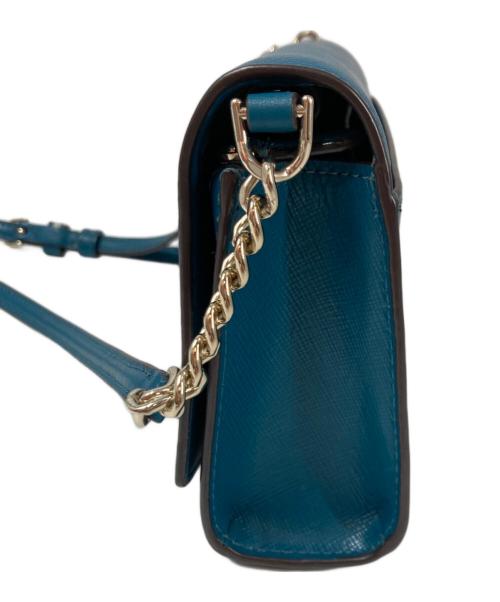 Kate Spade（ケイトスペード）Kate Spade (ケイトスペード) サフィアーノレザー ステイシー ロゴ スモール フラップ クロスボディ ブルーの古着・服飾アイテム