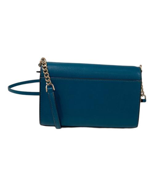 Kate Spade（ケイトスペード）Kate Spade (ケイトスペード) サフィアーノレザー ステイシー ロゴ スモール フラップ クロスボディ ブルーの古着・服飾アイテム