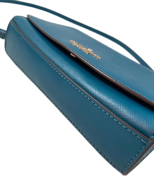 Kate Spade（ケイトスペード）Kate Spade (ケイトスペード) サフィアーノレザー ステイシー ロゴ スモール フラップ クロスボディ ブルーの古着・服飾アイテム