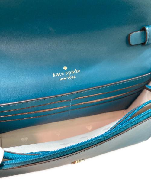Kate Spade（ケイトスペード）Kate Spade (ケイトスペード) サフィアーノレザー ステイシー ロゴ スモール フラップ クロスボディ ブルーの古着・服飾アイテム