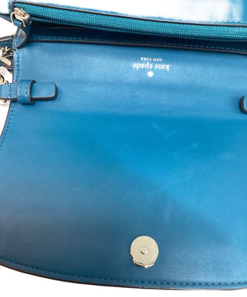Kate Spade（ケイトスペード）Kate Spade (ケイトスペード) サフィアーノレザー ステイシー ロゴ スモール フラップ クロスボディ ブルーの古着・服飾アイテム