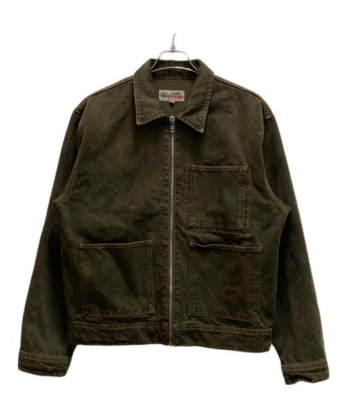stussy（ステューシー）stussy (ステューシー) デニムジップワークジャケット グリーン サイズ:Mの古着・服飾アイテム