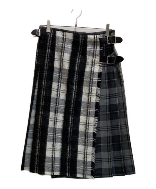 O'NEIL OF DUBLIN（オニールオブダブリン）O'NEIL OF DUBLIN (オニールオブダブリン) キルトラップチェックロングスカート グレー サイズ:12 未使用品の古着・服飾アイテム