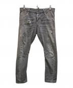 DSQUARED2ディースクエアード）の古着「セクシーツイスト ダメージ加工デニムパンツ」｜グレー