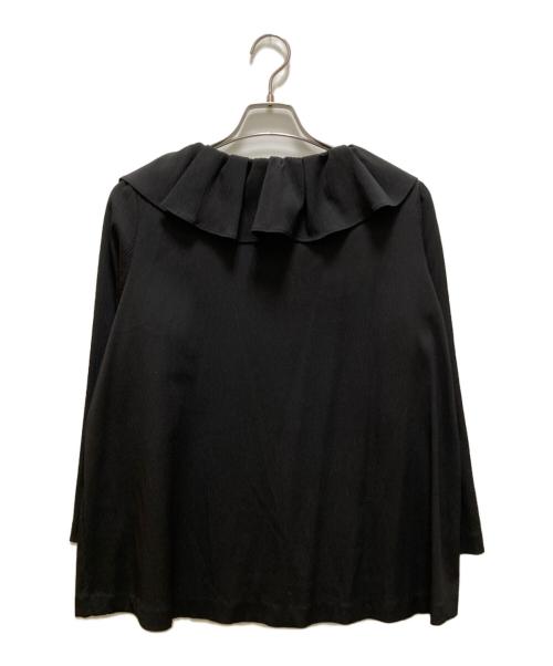 SHIPS any（シップスエニィ）SHIPS any (シップスエニィ) 〈洗濯機可能〉ラフ サテン フリルカラー ロングスリーブ ブラウス ブラック サイズ:Freeの古着・服飾アイテム