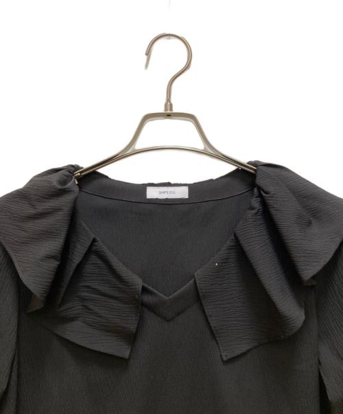 SHIPS any（シップスエニィ）SHIPS any (シップスエニィ) 〈洗濯機可能〉ラフ サテン フリルカラー ロングスリーブ ブラウス ブラック サイズ:Freeの古着・服飾アイテム