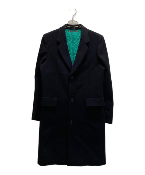 PAUL SMITH（ポールスミス）Paul Smith (ポールスミス) 裏地マルチカラーキルティングチェスターコート ブラック サイズ:Lの古着・服飾アイテム