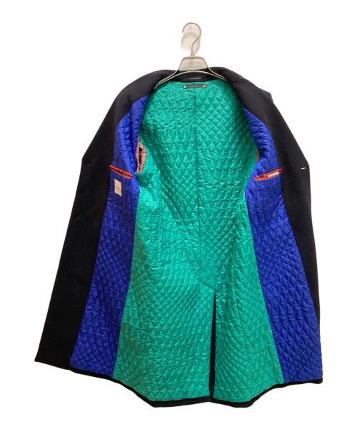 PAUL SMITH（ポールスミス）Paul Smith (ポールスミス) 裏地マルチカラーキルティングチェスターコート ブラック サイズ:Lの古着・服飾アイテム
