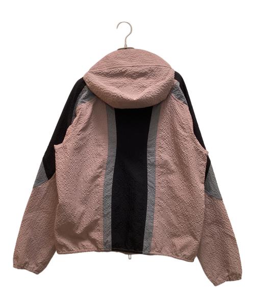 EMPORIO ARMANI（エンポリオアルマーニ）EMPORIO ARMANI (エンポリオアルマーニ) ダブルジップシアサッカーフーデッドジャケット ピンク×ブラック サイズ:48の古着・服飾アイテム