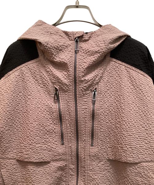 EMPORIO ARMANI（エンポリオアルマーニ）EMPORIO ARMANI (エンポリオアルマーニ) ダブルジップシアサッカーフーデッドジャケット ピンク×ブラック サイズ:48の古着・服飾アイテム