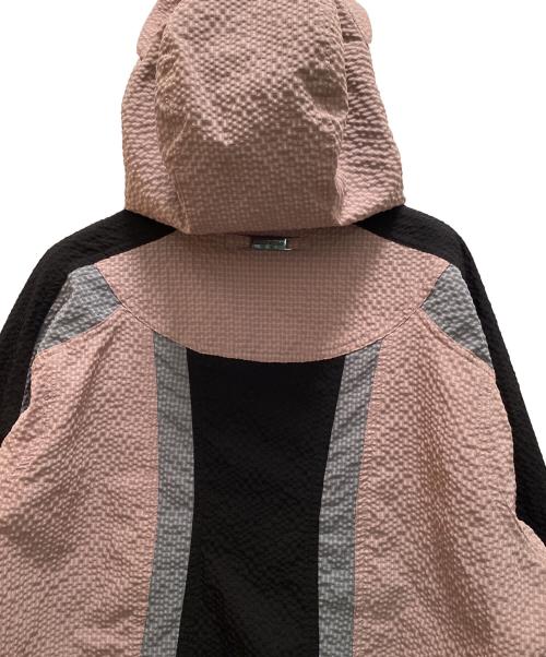 EMPORIO ARMANI（エンポリオアルマーニ）EMPORIO ARMANI (エンポリオアルマーニ) ダブルジップシアサッカーフーデッドジャケット ピンク×ブラック サイズ:48の古着・服飾アイテム