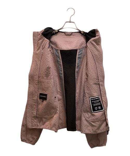 EMPORIO ARMANI（エンポリオアルマーニ）EMPORIO ARMANI (エンポリオアルマーニ) ダブルジップシアサッカーフーデッドジャケット ピンク×ブラック サイズ:48の古着・服飾アイテム