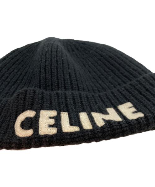 CELINE（セリーヌ）CELINE (セリーヌ) ロゴワッペンニット帽 ブラック サイズ:TUの古着・服飾アイテム