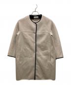 'S Max Maraエスマックスマーラ）の古着「クチート・ア・マーノ パイピングノーカラーコート」｜ベージュ×ブラック