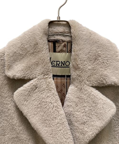 HERNO（ヘルノ）HERNO (ヘルノ) フェイクファーロングコート ベージュ サイズ:38の古着・服飾アイテム