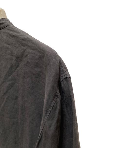 nestrobe confect（ネストローブ コンフェクト）nestrobe confect (ネストローブ コンフェクト) バンドカラ-リネン7分袖シャツ ブラック サイズ:4の古着・服飾アイテム