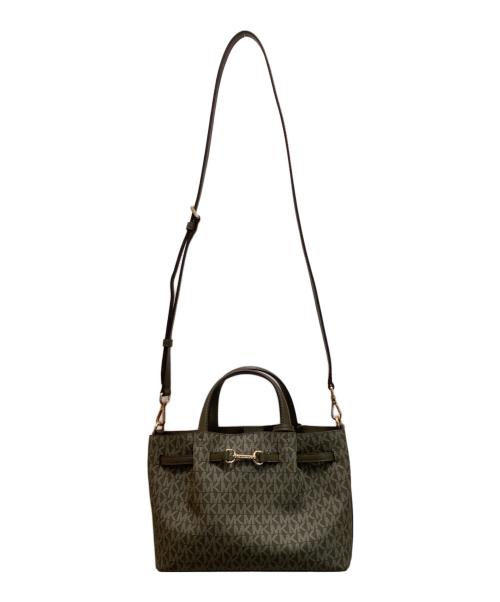 MICHAEL KORS（マイケル・コース）MICHAEL KORS (マイケル・コース) CARSON エンボスロゴ センタージップ サッチェル スモール ベージュの古着・服飾アイテム