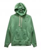 LACOSTE LIVEラコステライブ）の古着「メタルワニロゴバッジスウェットパーカ」｜グリーン