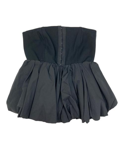 FRAY ID（フレイ アイディー）FRAY ID (フレイ アイディー) コンビペプラムヘアトップス ブラックの古着・服飾アイテム