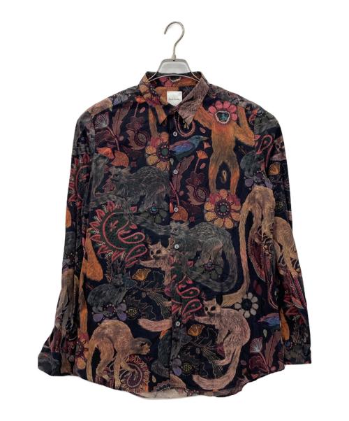 PAUL SMITH（ポールスミス）Paul Smith (ポールスミス) モンキープリントレギュラーカラーシャツ ブラック サイズ:XLの古着・服飾アイテム