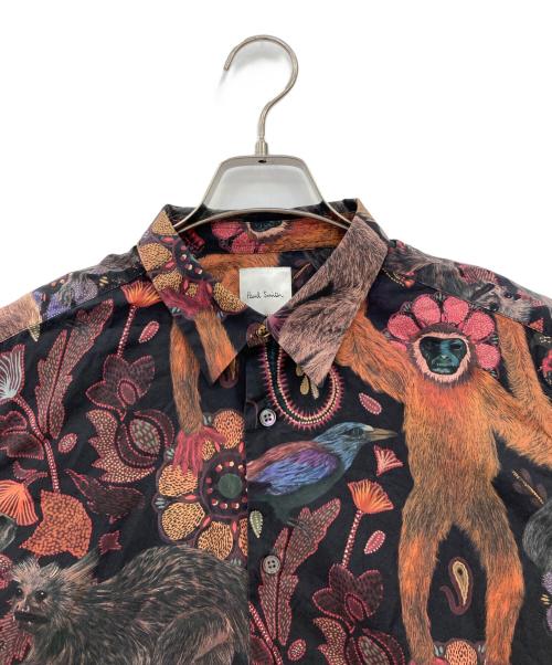 PAUL SMITH（ポールスミス）Paul Smith (ポールスミス) モンキープリントレギュラーカラーシャツ ブラック サイズ:XLの古着・服飾アイテム