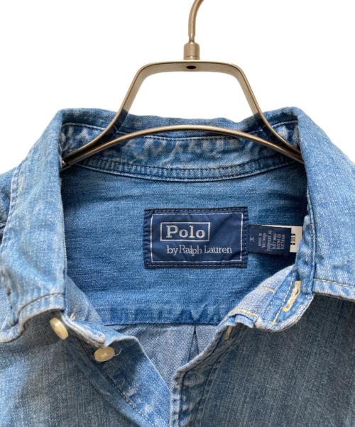 POLO RALPH LAUREN（ポロ・ラルフローレン）POLO RALPH LAUREN (ポロ・ラルフローレン) クロップド ワイド デニム シャツ ブルー サイズ:Mの古着・服飾アイテム