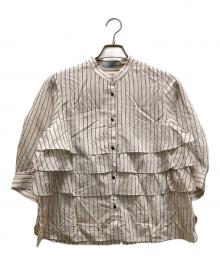 KUMIKYOKU（クミキョク）の古着「バンドカラーティアードブラウス」｜ホワイト