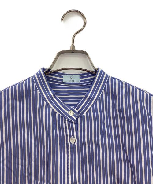 KUMIKYOKU（クミキョク）KUMIKYOKU (クミキョク) バンドカラーティアードブラウス ブルー×ホワイト サイズ:3の古着・服飾アイテム