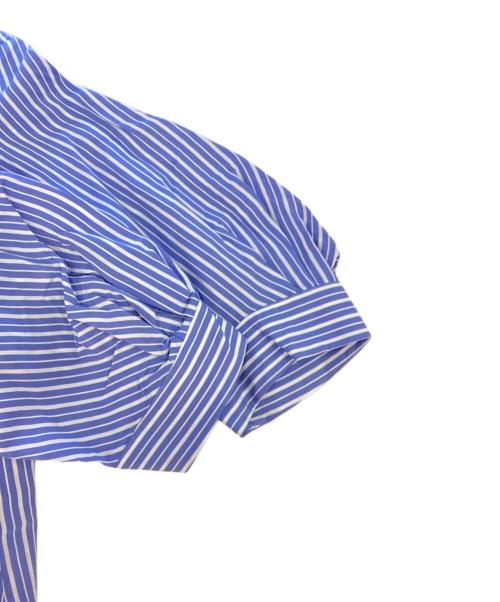 KUMIKYOKU（クミキョク）KUMIKYOKU (クミキョク) バンドカラーティアードブラウス ブルー×ホワイト サイズ:3の古着・服飾アイテム