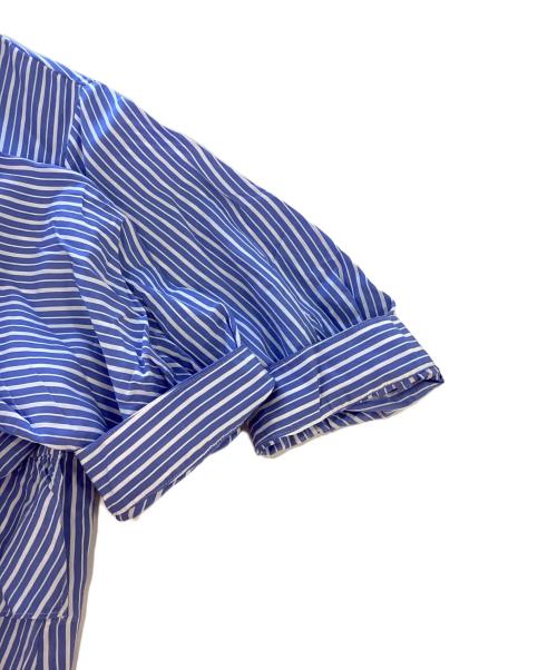 KUMIKYOKU（クミキョク）KUMIKYOKU (クミキョク) バンドカラーティアードブラウス ブルー×ホワイト サイズ:3の古着・服飾アイテム