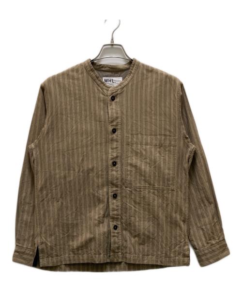 MHL（エムエイチエル）MHL (エムエイチエル) バンドカラーシャツ ベージュ サイズ:Mの古着・服飾アイテム
