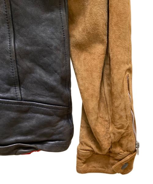 glamb（グラム）glamb (グラム) ロッソ シングルライダースジャケット ネイビー×ブラウン サイズ:2の古着・服飾アイテム