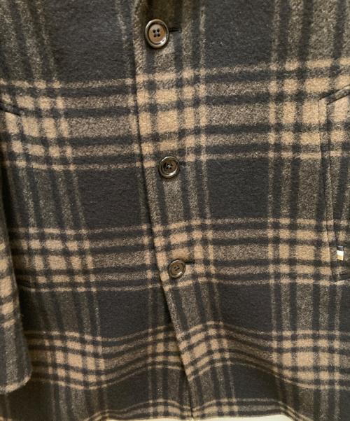 BOSS（ボス）BOSS (ボス) リラックスフィット ブラック チェック ウール チェスターコート ブラウン サイズ:UK50の古着・服飾アイテム