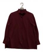 PLSTプラステ）の古着「スタンドカラーシャツ」｜ブラウン