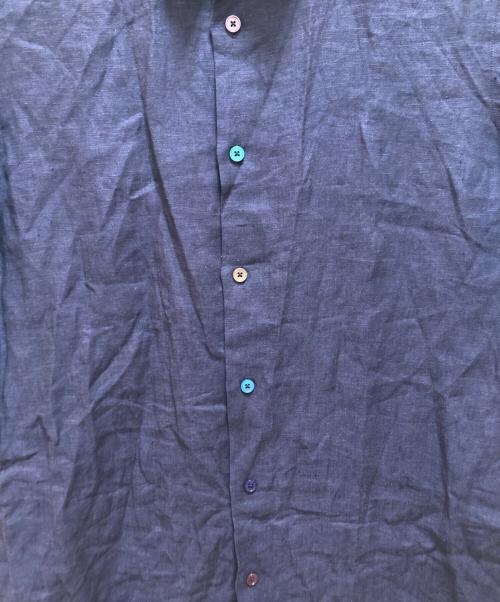 PAUL SMITH（ポールスミス）Paul Smith (ポールスミス) リネンマルチカラーボタン半袖シャツ ネイビー サイズ:Lの古着・服飾アイテム