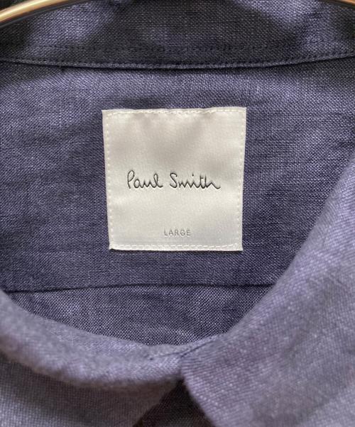 PAUL SMITH（ポールスミス）Paul Smith (ポールスミス) リネンマルチカラーボタン半袖シャツ ネイビー サイズ:Lの古着・服飾アイテム