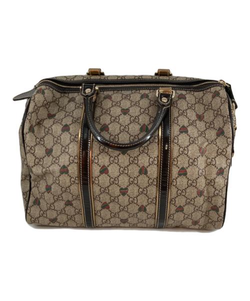 GUCCI（グッチ）GUCCI (グッチ) ハートプリントボストンバック ベージュの古着・服飾アイテム