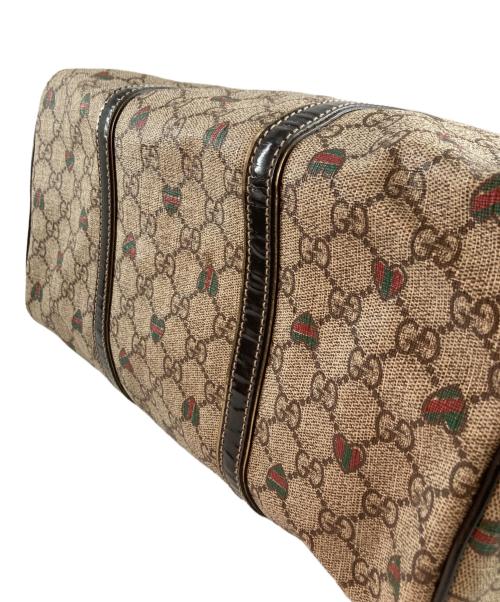 GUCCI（グッチ）GUCCI (グッチ) ハートプリントボストンバック ベージュの古着・服飾アイテム