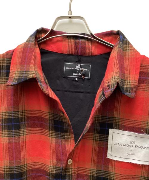 glamb（グラム）glamb (グラム) jean－michelbasquiat バスキアチェックシャツ レッド サイズ:34の古着・服飾アイテム