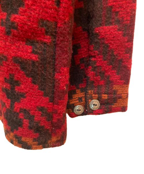 WOOLRICH（ウールリッチ）WOOLRICH (ウールリッチ) 80s ネイティブチマヨ総柄ウールブランケットカバーオールジャケット レッド サイズ:Mの古着・服飾アイテム