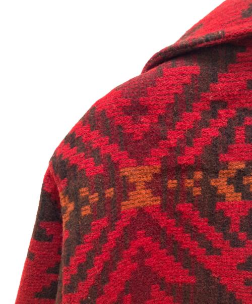 WOOLRICH（ウールリッチ）WOOLRICH (ウールリッチ) 80s ネイティブチマヨ総柄ウールブランケットカバーオールジャケット レッド サイズ:Mの古着・服飾アイテム
