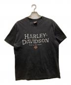 HARLEY-DAVIDSONハーレーダビッドソン）の古着「ヴィンテージボーンロゴプリントTシャツ」｜ブラック