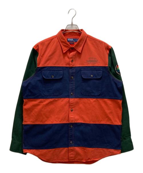 POLO RALPH LAUREN（ポロ・ラルフローレン）POLO RALPH LAUREN (ポロ・ラルフローレン) 90s ムースパッチボーダーラガーシャツ マルチカラー サイズ:XLの古着・服飾アイテム