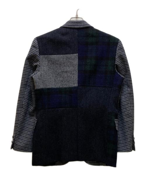 NEWYORKER（ニューヨーカー）NEWYORKER (ニューヨーカー) Harris Tweed (ハリスツイード) パッチワーク3Bチェックテーラードジャケット グレー サイズ:Mの古着・服飾アイテム