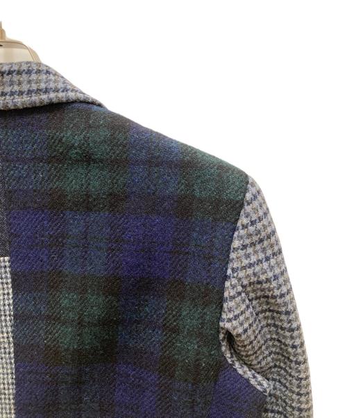 NEWYORKER（ニューヨーカー）NEWYORKER (ニューヨーカー) Harris Tweed (ハリスツイード) パッチワーク3Bチェックテーラードジャケット グレー サイズ:Mの古着・服飾アイテム