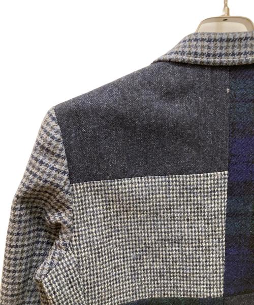 NEWYORKER（ニューヨーカー）NEWYORKER (ニューヨーカー) Harris Tweed (ハリスツイード) パッチワーク3Bチェックテーラードジャケット グレー サイズ:Mの古着・服飾アイテム