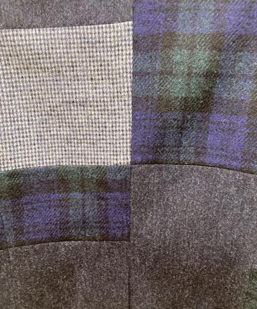 NEWYORKER（ニューヨーカー）NEWYORKER (ニューヨーカー) Harris Tweed (ハリスツイード) パッチワーク3Bチェックテーラードジャケット グレー サイズ:Mの古着・服飾アイテム