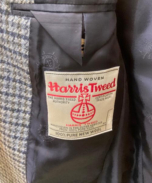 NEWYORKER（ニューヨーカー）NEWYORKER (ニューヨーカー) Harris Tweed (ハリスツイード) パッチワーク3Bチェックテーラードジャケット グレー サイズ:Mの古着・服飾アイテム