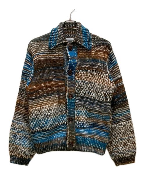 TOMORROW LAND tricot（トゥモローランド トリコ）TOMORROW LAND tricot (トゥモローランド トリコ) ウール アクリル ナイロン ニットブルゾン グリーン×ブルー サイズ:Sの古着・服飾アイテム